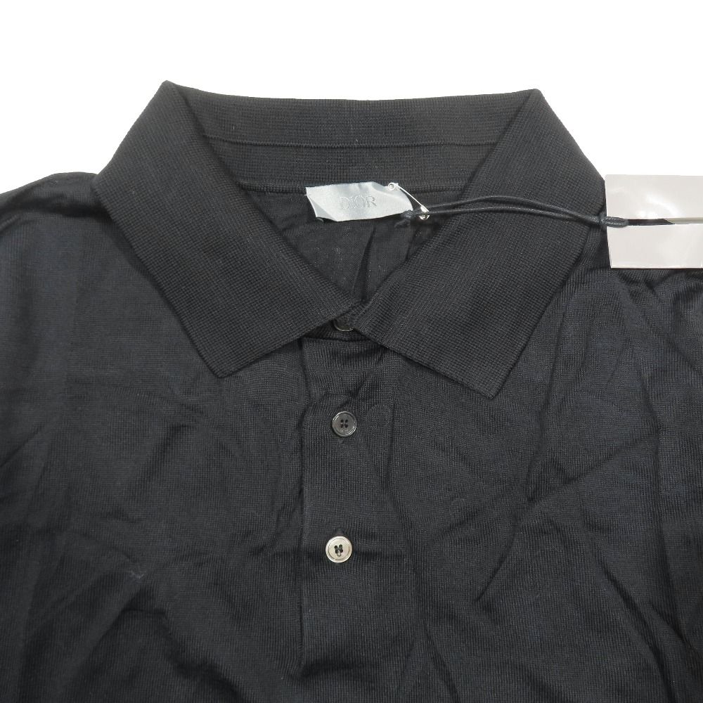 Dior Bee Wool Polo Shirt High Gee Knit Long Sleeve Accent Bee Embroidery — view 3