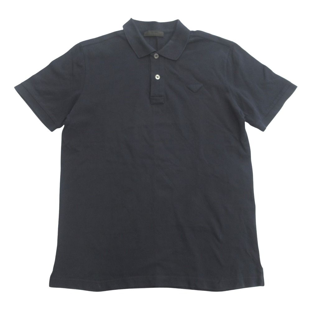 Prada Triangle Logo Patch Polo Shirt Top Pique S Navy
