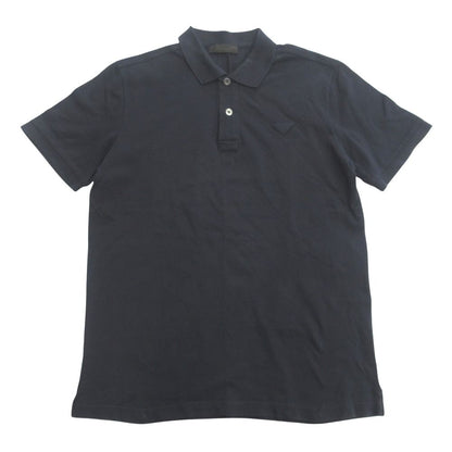 Prada Triangle Logo Patch Polo Shirt Top Pique S Navy