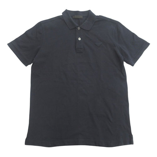 Prada Triangle Logo Patch Polo Shirt Top Pique S Navy