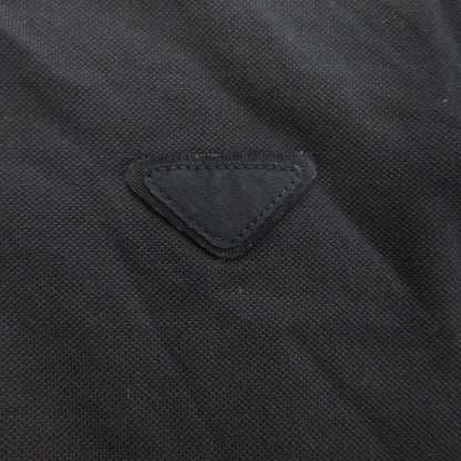 Prada Triangle Logo Patch Polo Shirt Top Pique S Navy — view 4