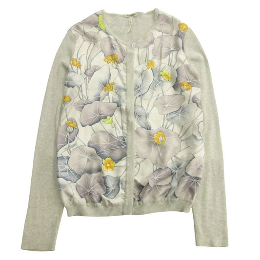 Hermes Martin Margiela Era Silk Cardigan Knit Sweater Cotton Crew Neck Floral