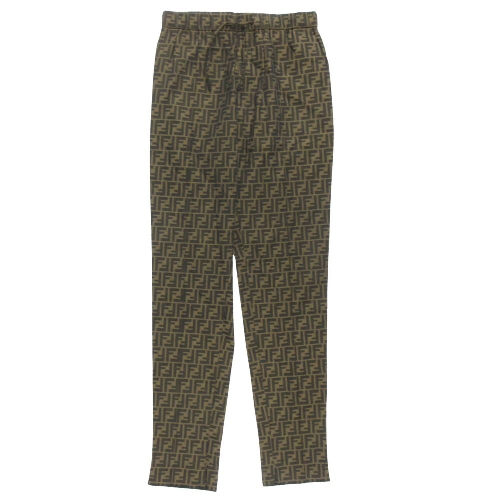 Fendi Zucca Pattern Monogram Pants Tapered FF Logo All Over Print 50 Brown — view 2