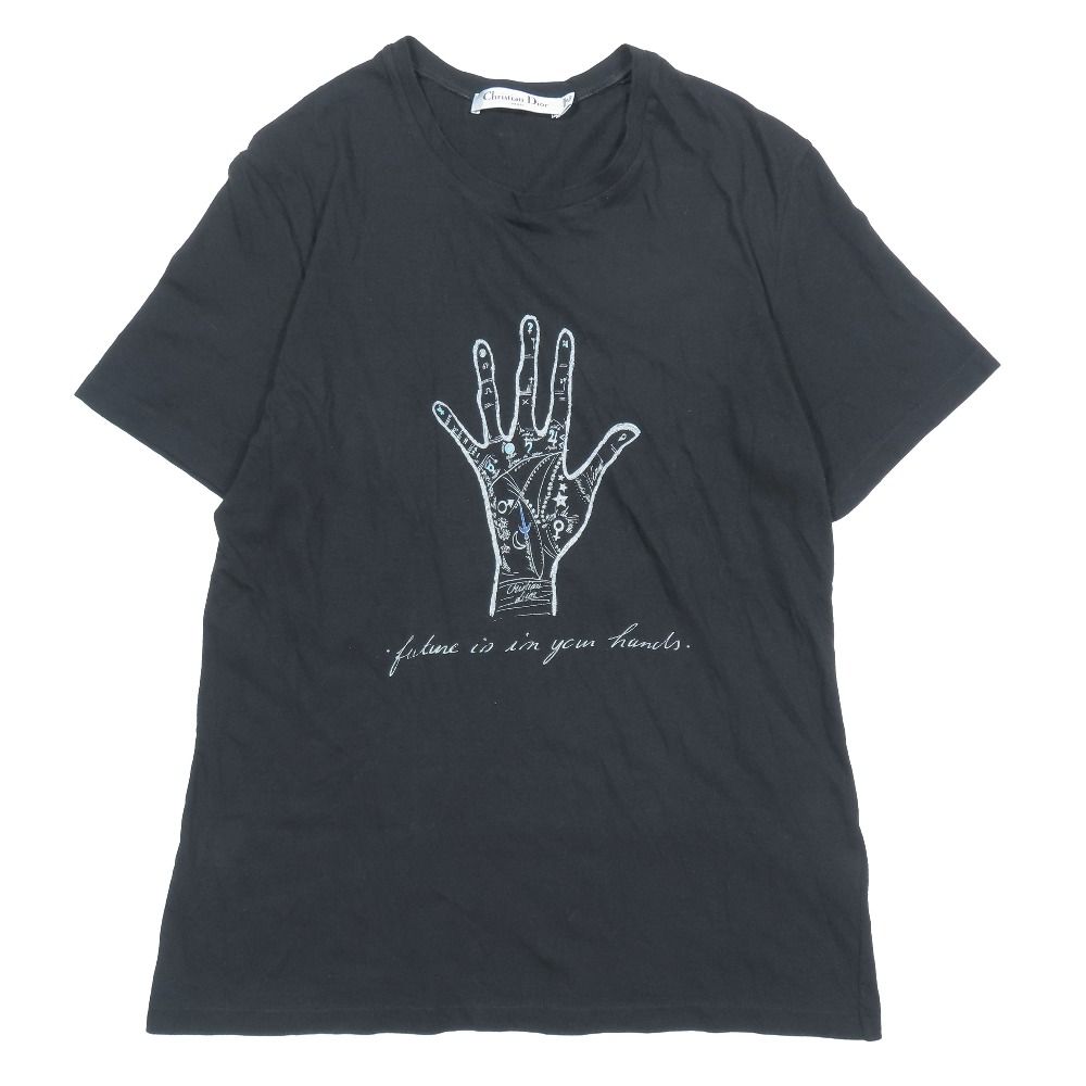 Dior Hand Print Logo Short Sleeve T-Shirt Crew Neck Top S Black