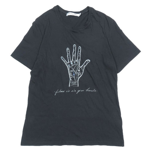 Dior Hand Print Logo Short Sleeve T-Shirt Crew Neck Top S Black
