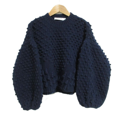 Dior Puff Sleeve Pullover Knit Sweater 38 Navy