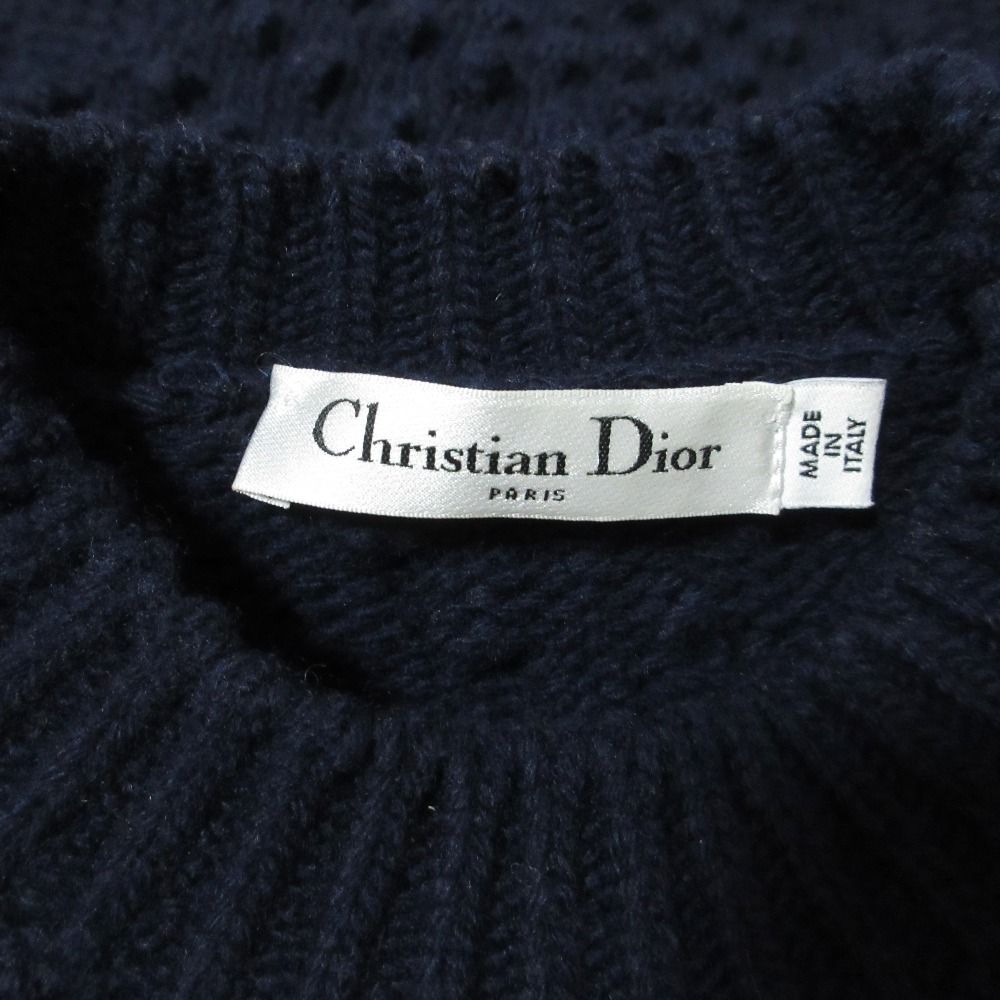 Dior Puff Sleeve Pullover Knit Sweater 38 Navy — view 5