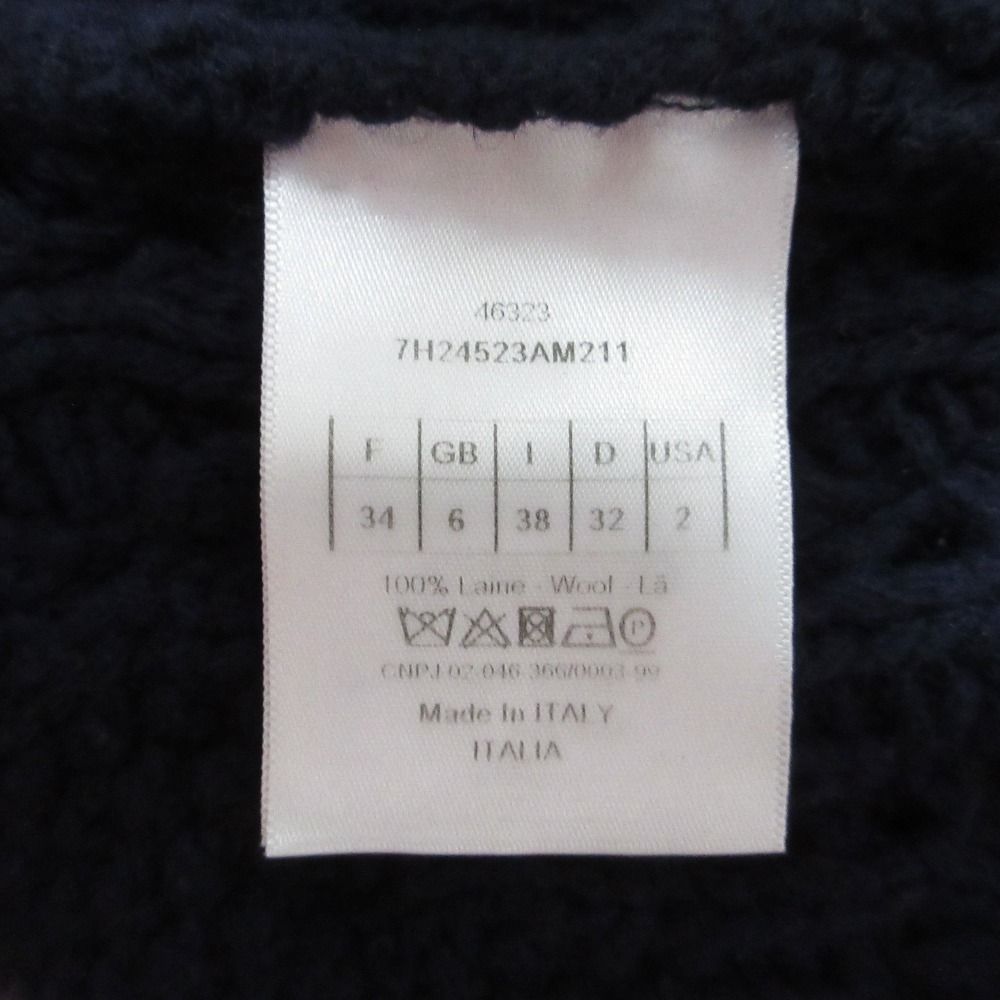 Dior Puff Sleeve Pullover Knit Sweater 38 Navy — view 6