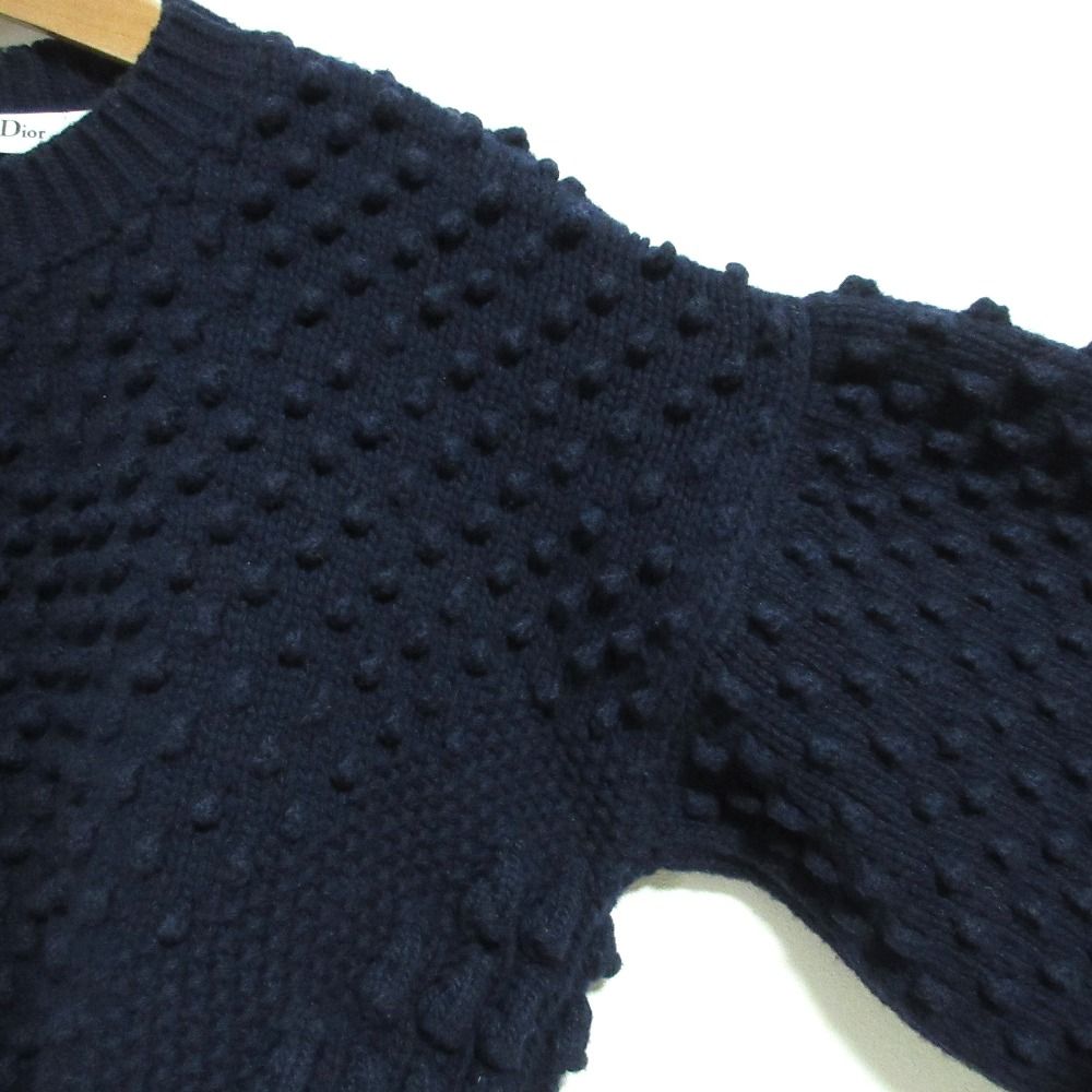Dior Puff Sleeve Pullover Knit Sweater 38 Navy — view 4