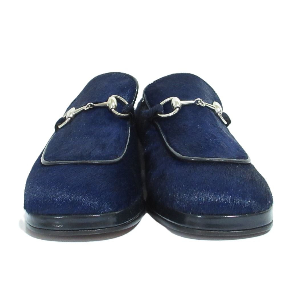 Gucci Tom Ford Era Horsebit Calf Hair Leather Loafers 5 Navy — view 3