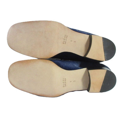Gucci Tom Ford Era Horsebit Calf Hair Leather Loafers 5 Navy — view 7