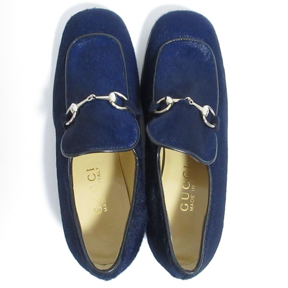 Gucci Tom Ford Era Horsebit Calf Hair Leather Loafers 5 Navy — view 4