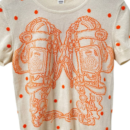 Hermes Bridal de Gala Short Sleeve Cashmere Knit Top 34 Beige Sweater — view 4