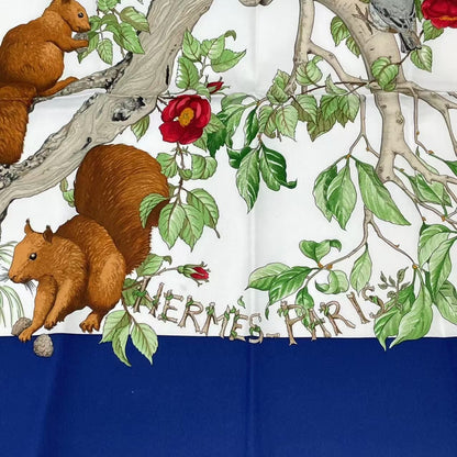 Hermes Carre 90 Coeur Des Bois In The Woods Navy 100% Silk Scarf — view 5