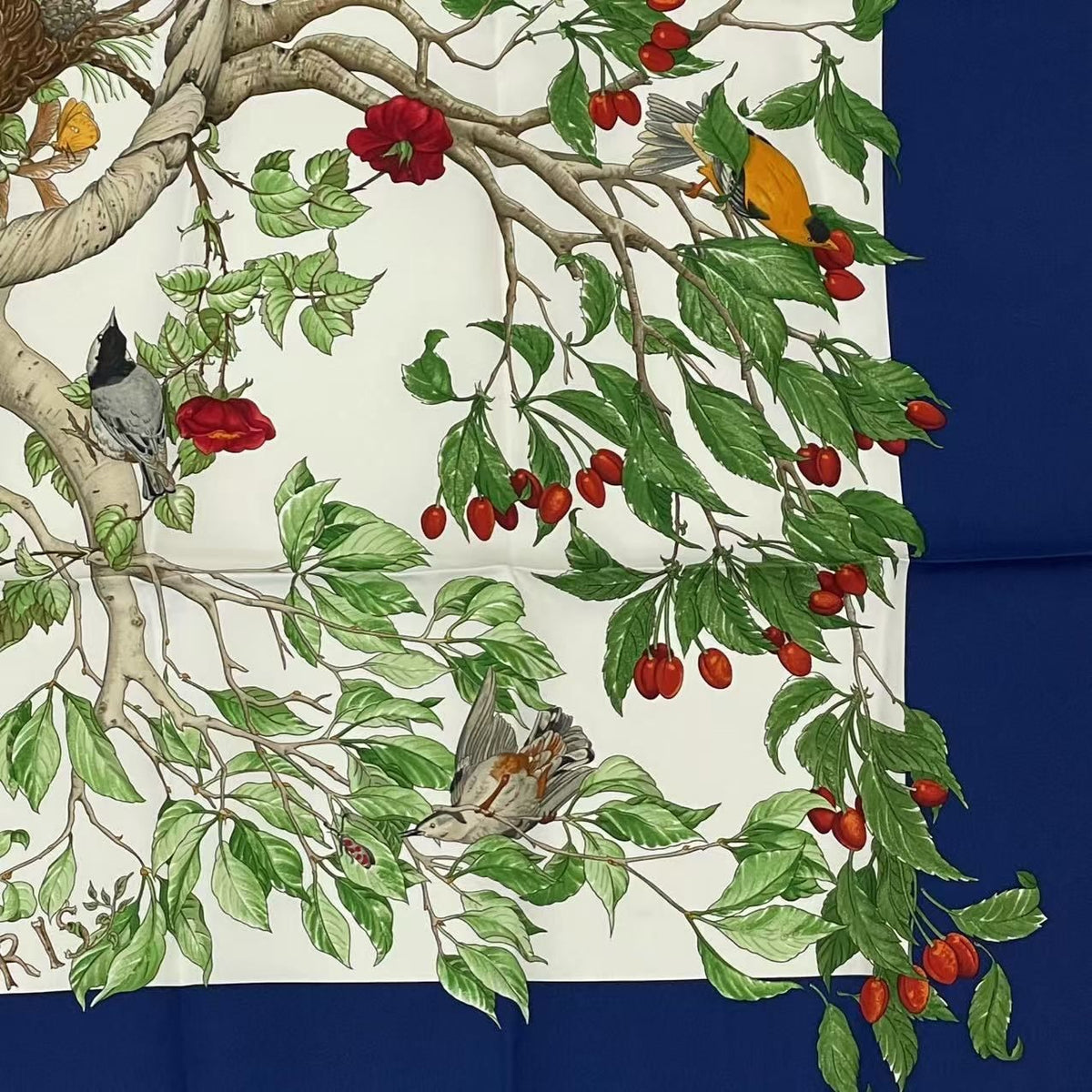 Hermes Carre 90 Coeur Des Bois In The Woods Navy 100% Silk Scarf — view 6