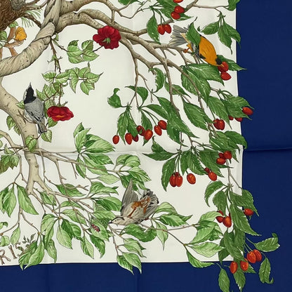 Hermes Carre 90 Coeur Des Bois In The Woods Navy 100% Silk Scarf — view 6