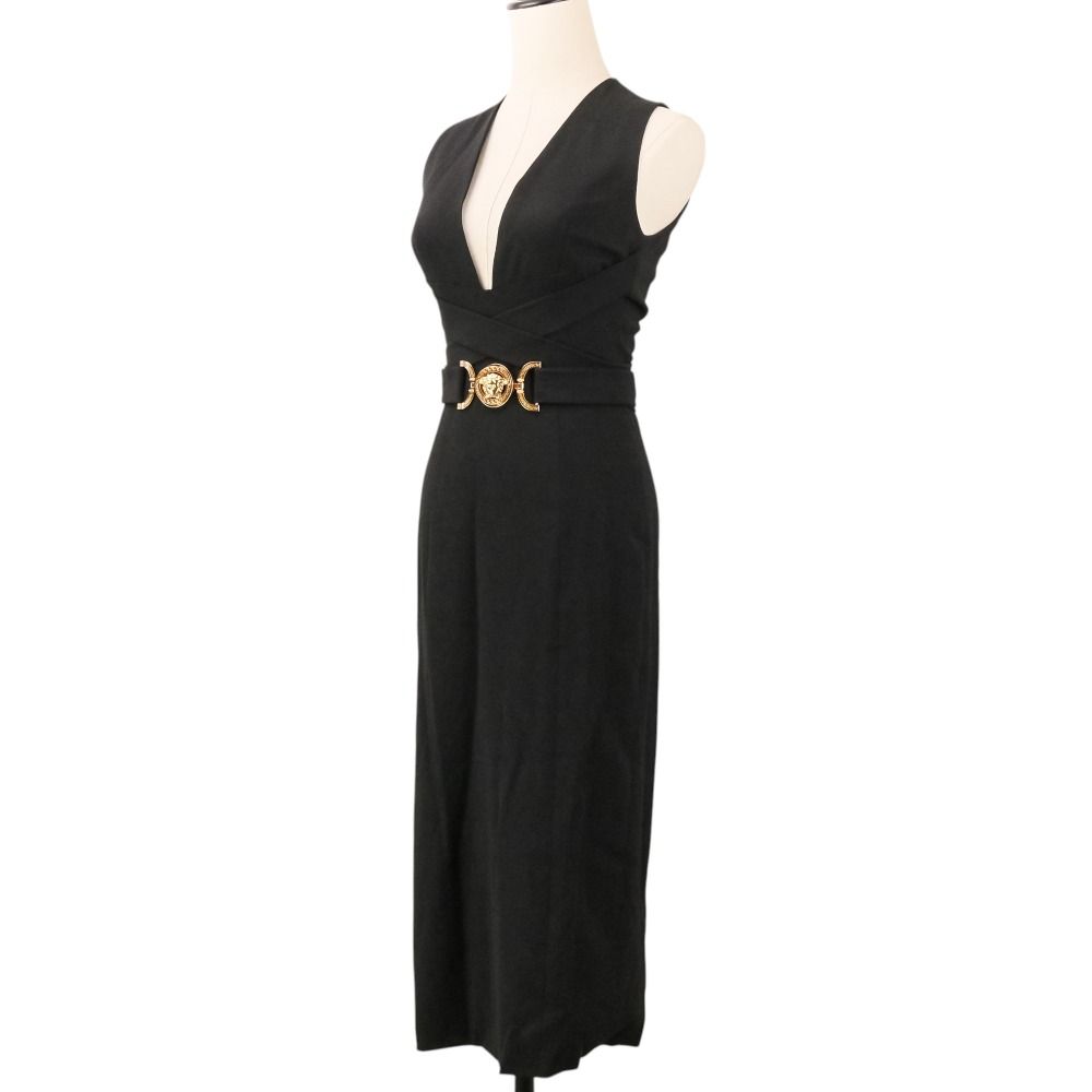 Versace High Quality Medusa Belt Sleeveless Dress Long 36 Black — view 2