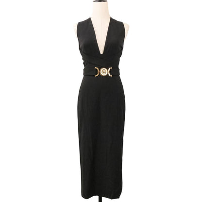 Versace High Quality Medusa Belt Sleeveless Dress Long 36 Black