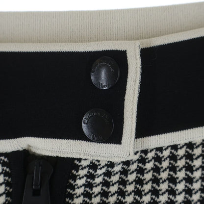 Dior Handtooth Houndstooth Knit Skirt Black White — view 5