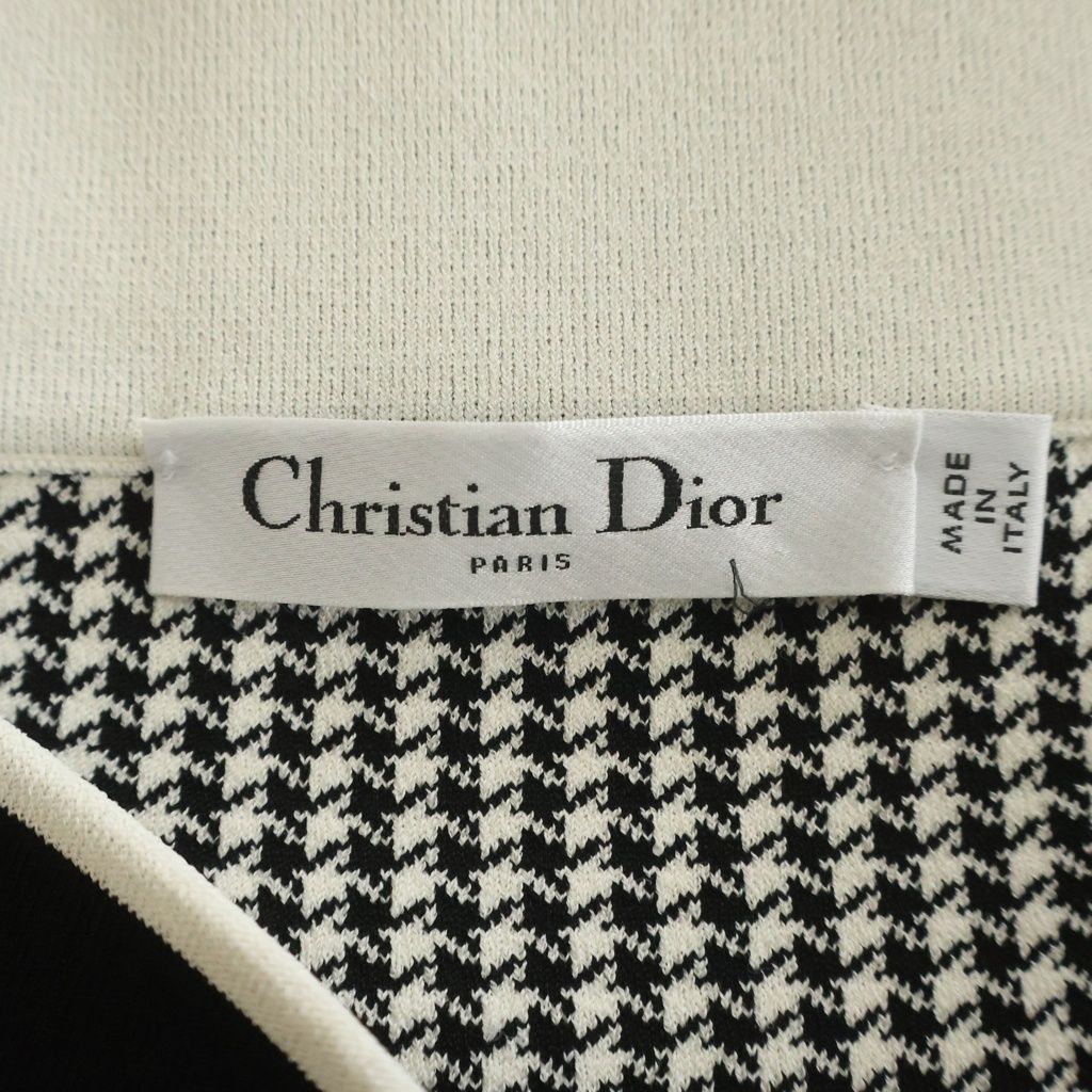 Dior Handtooth Houndstooth Knit Skirt Black White — view 7