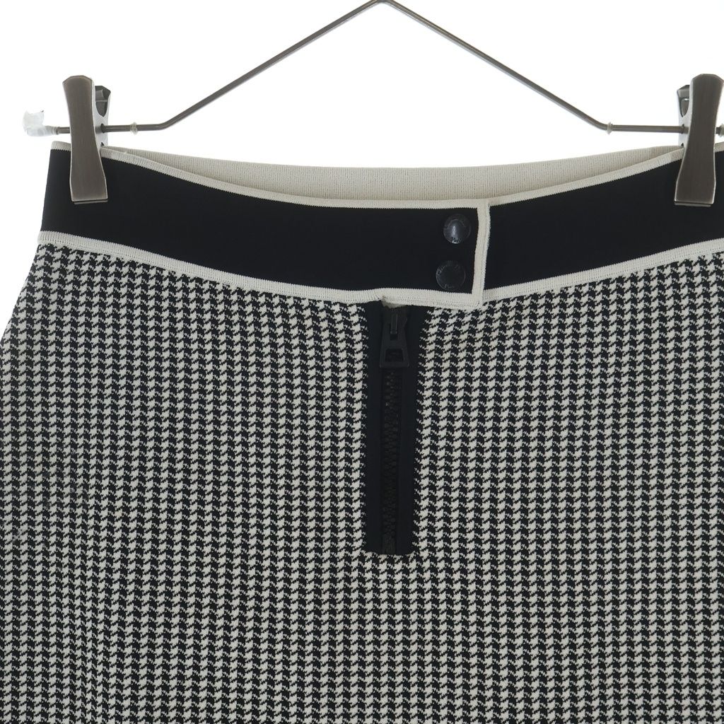 Dior Handtooth Houndstooth Knit Skirt Black White — view 3