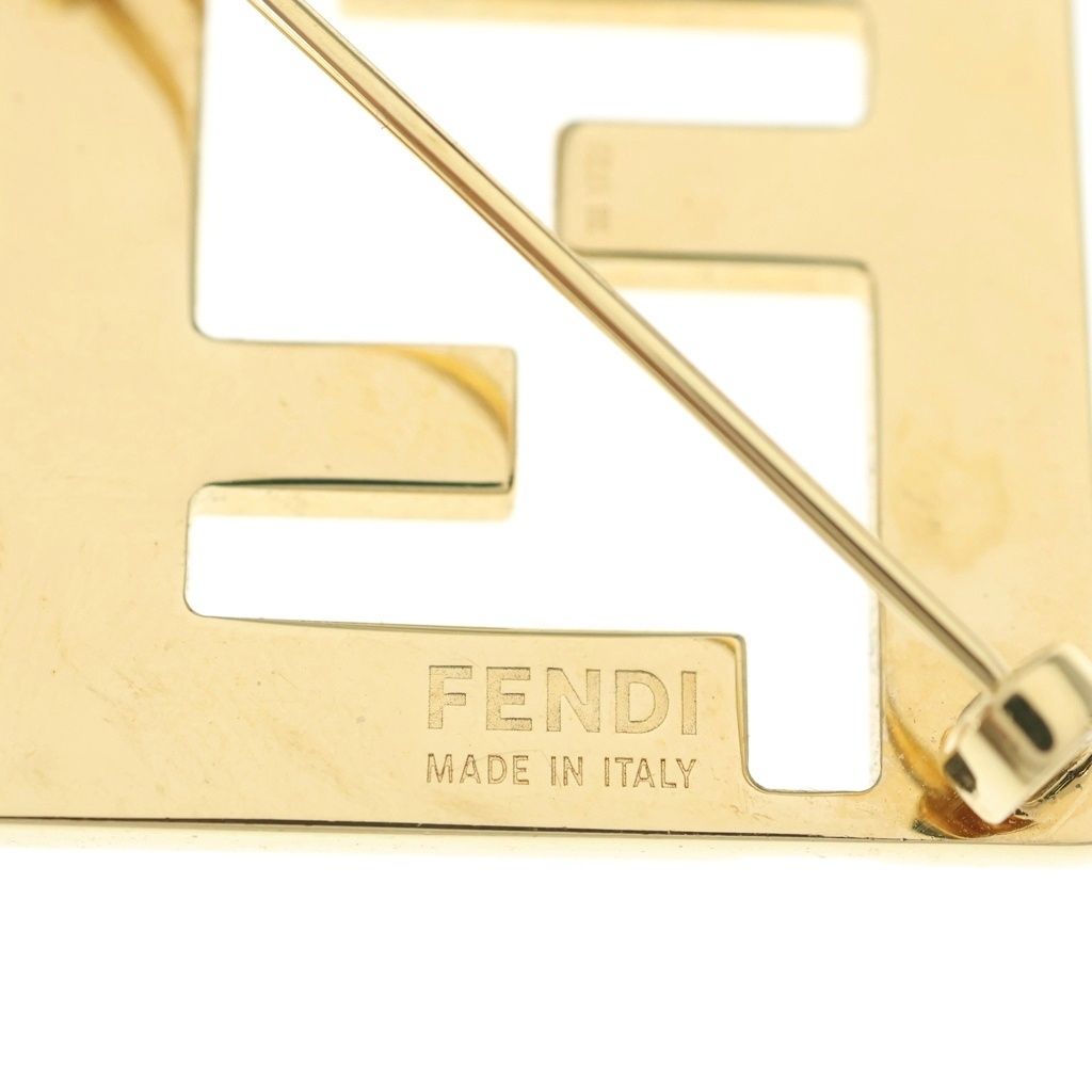 Fendi FF Logo Forever Brooch Gold White — view 5