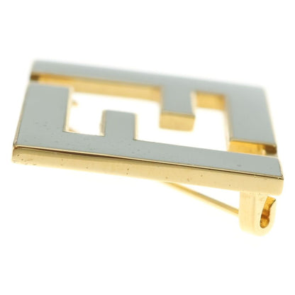 Fendi FF Logo Forever Brooch Gold White — view 4