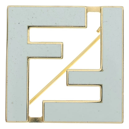 Fendi FF Logo Forever Brooch Gold White