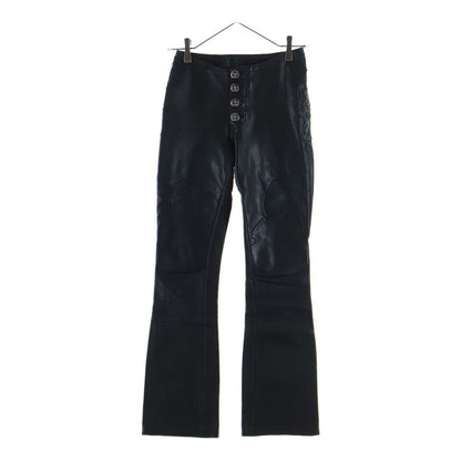 Chrome Hearts Fleurknee Cross Patch Leather Pants Black