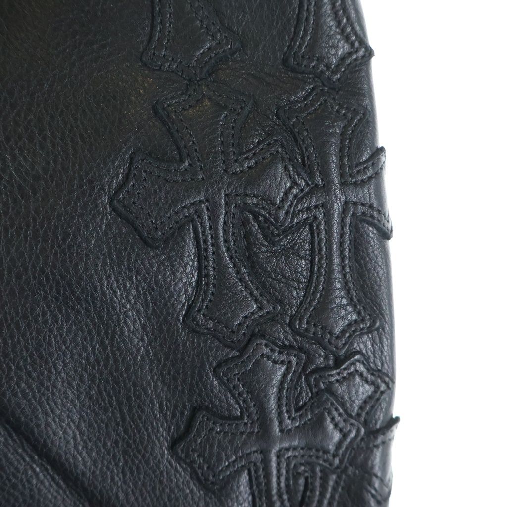 Chrome Hearts Fleurknee Cross Patch Leather Pants Black — view 7