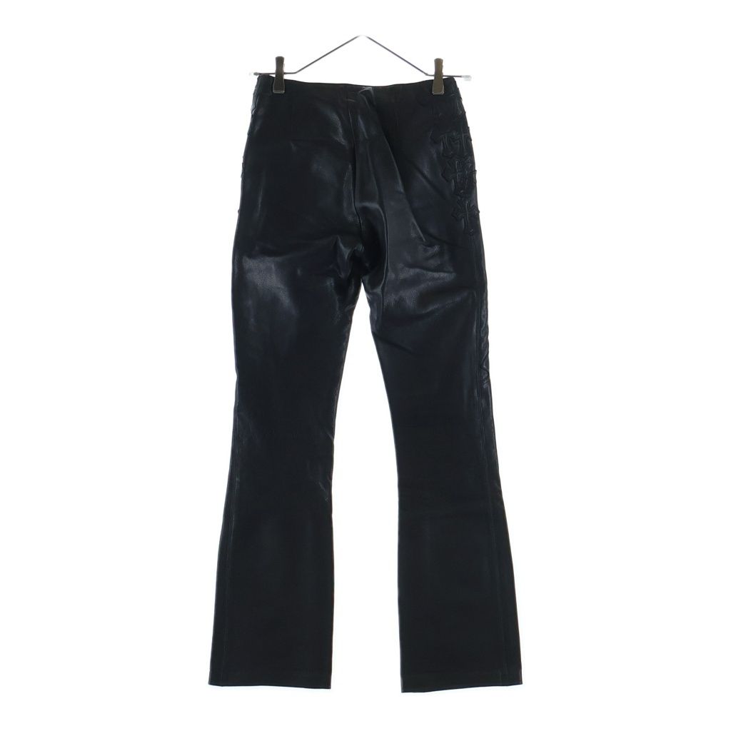 Chrome Hearts Fleurknee Cross Patch Leather Pants Black — view 2