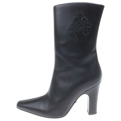 Chrome Hearts Suger Jones Cross Patch Side Zip Heels Boots Black