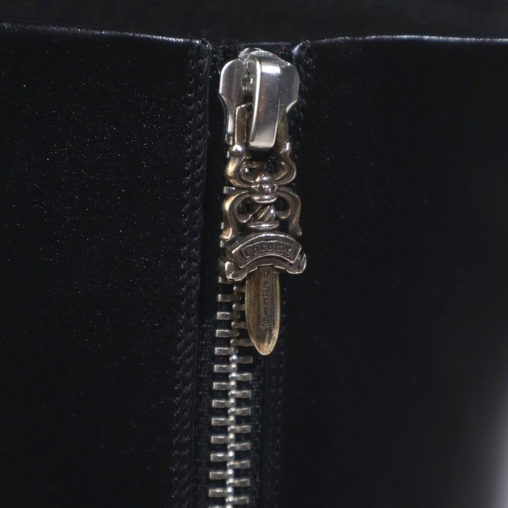 Chrome Hearts Suger Jones Cross Patch Side Zip Heels Boots Black — view 6