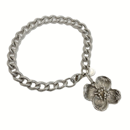 Tiffany & Co Twisted Rope Flower Charm Bracelet Silver Dogwood
