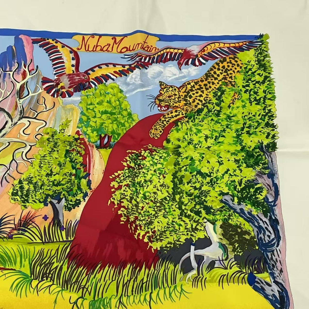 Hermes Carre 90 Nuba Mountain Scarf 100% Silk White — view 3