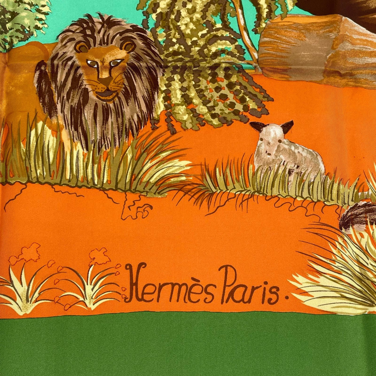 Hermes Carre 90 Nuba Mountain Scarf 100% Silk Green — view 6