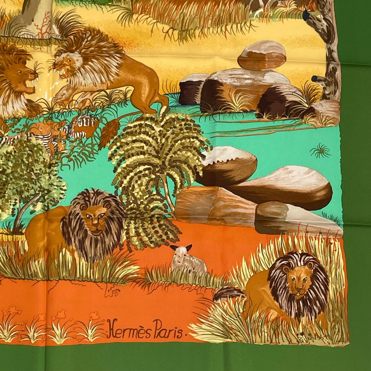 Hermes Carre 90 Nuba Mountain Scarf 100% Silk Green — view 5