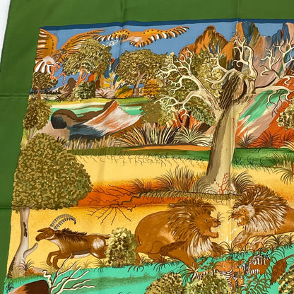 Hermes Carre 90 Nuba Mountain Scarf 100% Silk Green — view 2