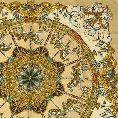 Hermes Carre 90 Luna Park Amusement Scarf Silk Yellow — view 3
