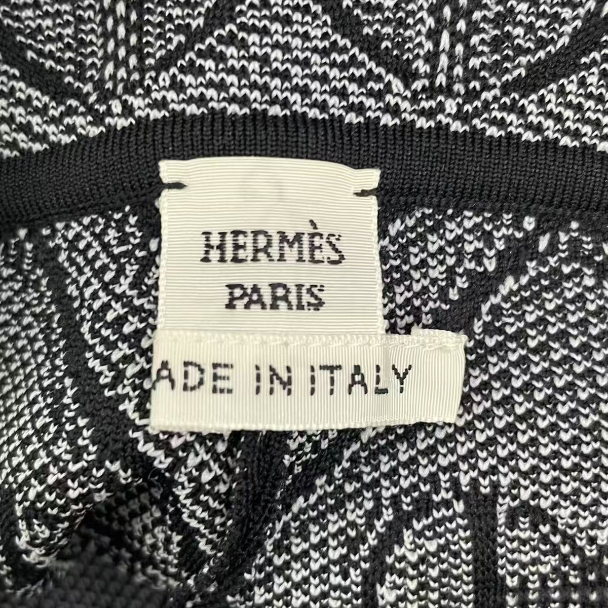 Hermes Set Shot Pants Vest Technical Knit All Over Pattern Black White 38 — view 5