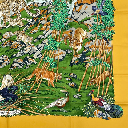 Hermes Carre 90 Sichuan Silk Scarf Yellow — view 5