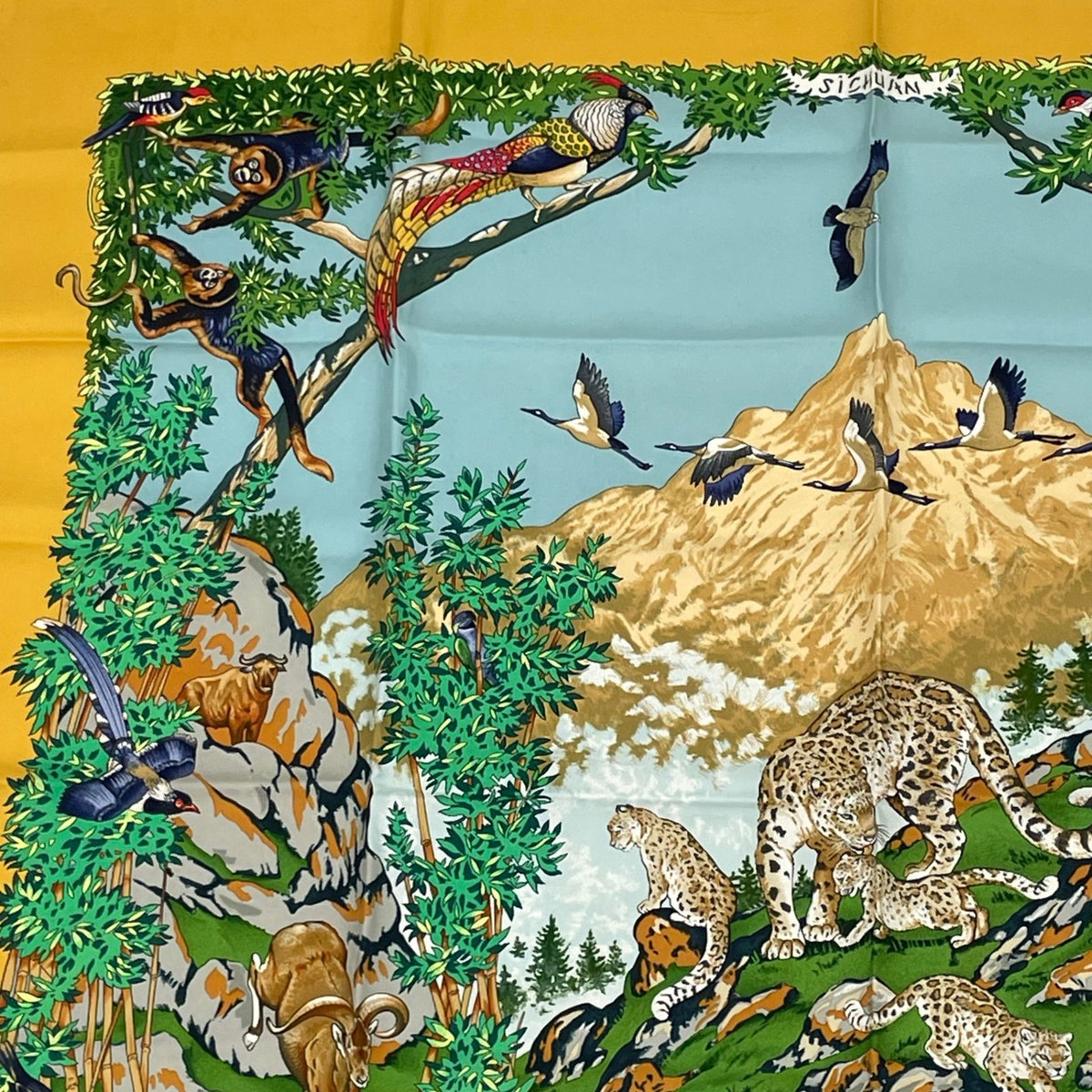 Hermes Carre 90 Sichuan Silk Scarf Yellow — view 2