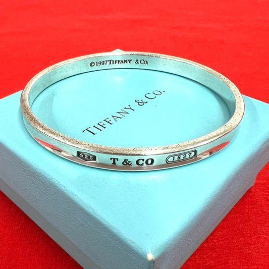 Tiffany & Co Vintage Narrow Bangle 925 Sterling Silver Bracelet