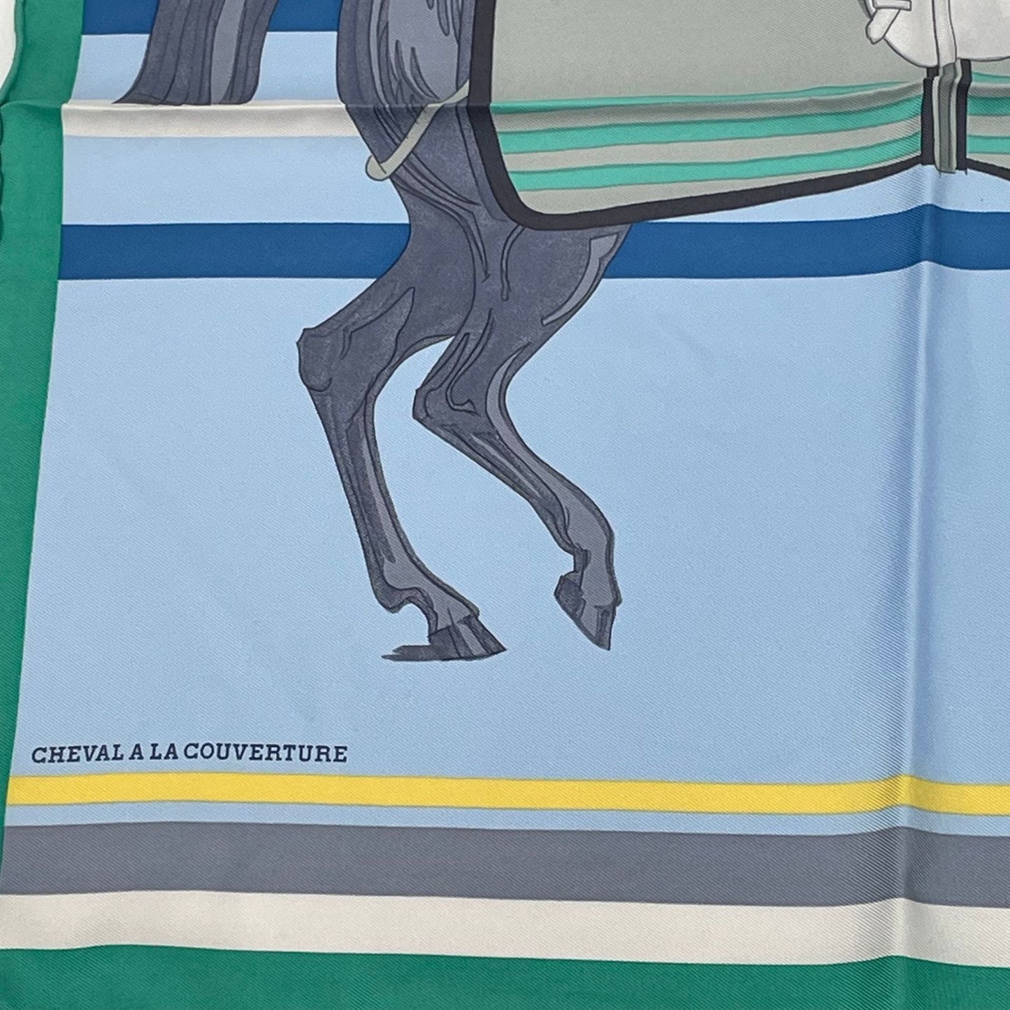 Hermes Scarf Cheval A la Couverture Silk Blue — view 4