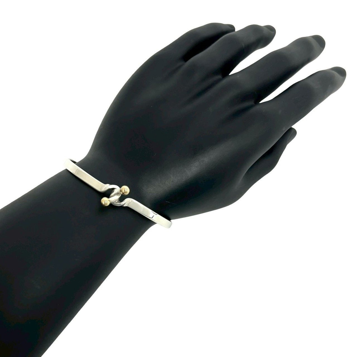 Tiffany & Co Double Hook Bangle 925 Sterling Silver Gold Bracelet — view 2
