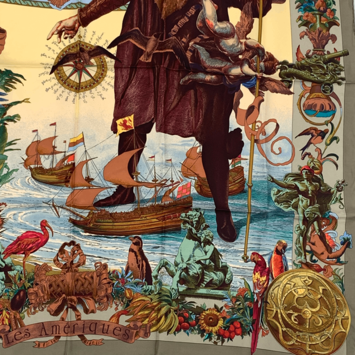 Hermes Carre 90 Scarf Les Ameriques Americas Columbus Silk Multicolor — view 5