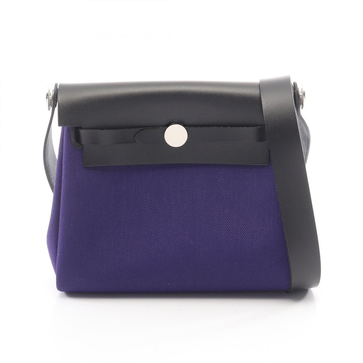 Hermes Shoulder Bag Herbag Zip Mini Purple Black Canvas Leather