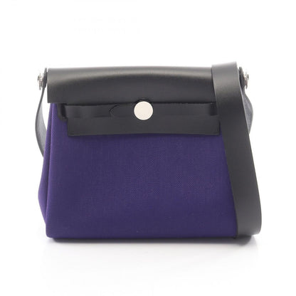 Hermes Shoulder Bag Herbag Zip Mini Purple Black Canvas Leather