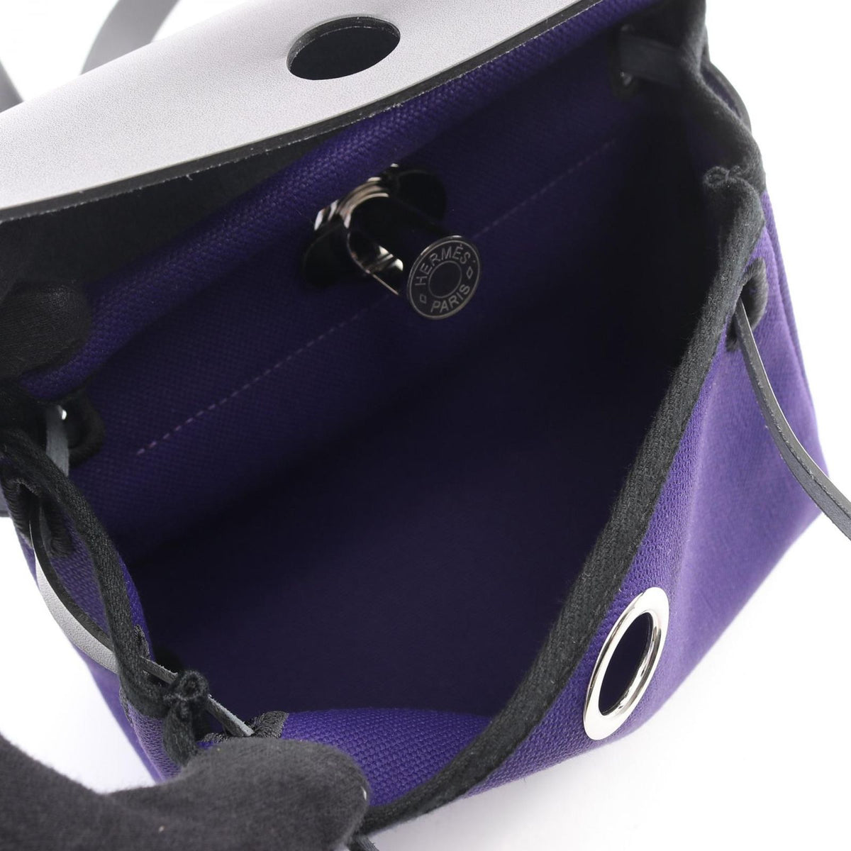Hermes Shoulder Bag Herbag Zip Mini Purple Black Canvas Leather — view 3