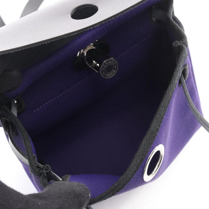 Hermes Shoulder Bag Herbag Zip Mini Purple Black Canvas Leather — view 3